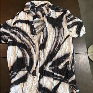 No Boundaries Black and White Casual Button Down Shirt